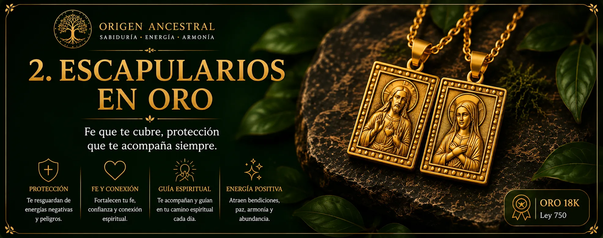 Escapularios en oro 18K — Origen Ancestral, Oro con Intención